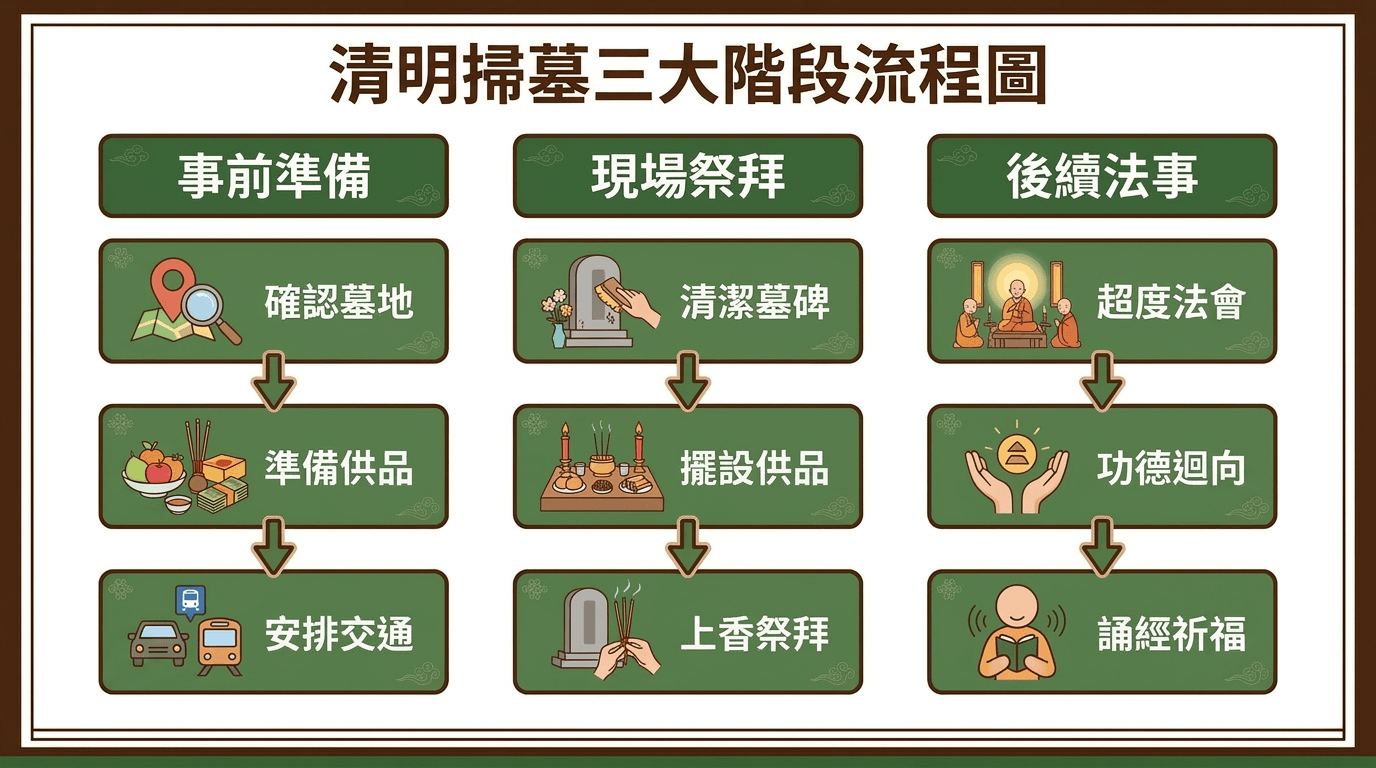 清明掃墓三大階段流程 — 從準備到法事的完整規劃